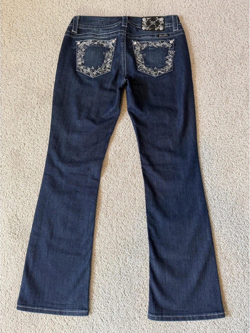 Miss Me Mid-Rise Easy Boot Jeans 28 x 31 Dark Wash Blue Denim JE8221ER - Picture 4 of 14